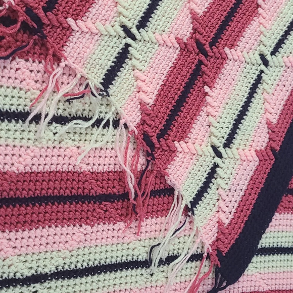 Vintage Handmade  Afghan Blanket Crochet‎ Knit - Picture 4 of 7